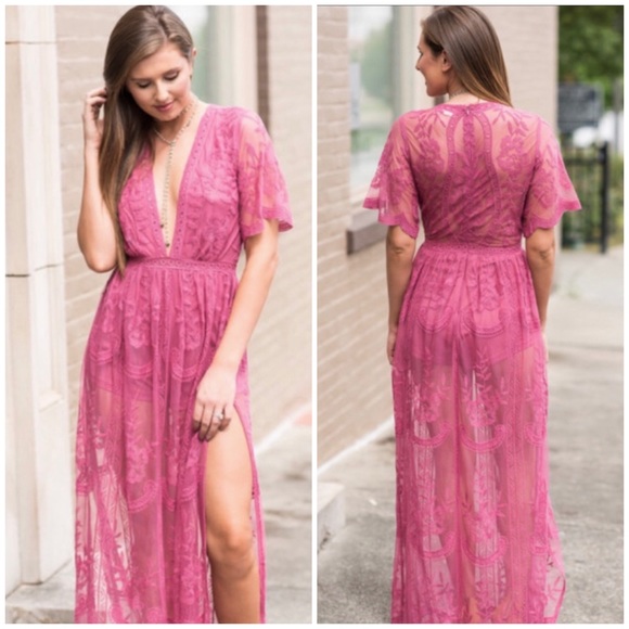 January Summer Dresses & Skirts - RASPBERRY LACE MAXI DRESS